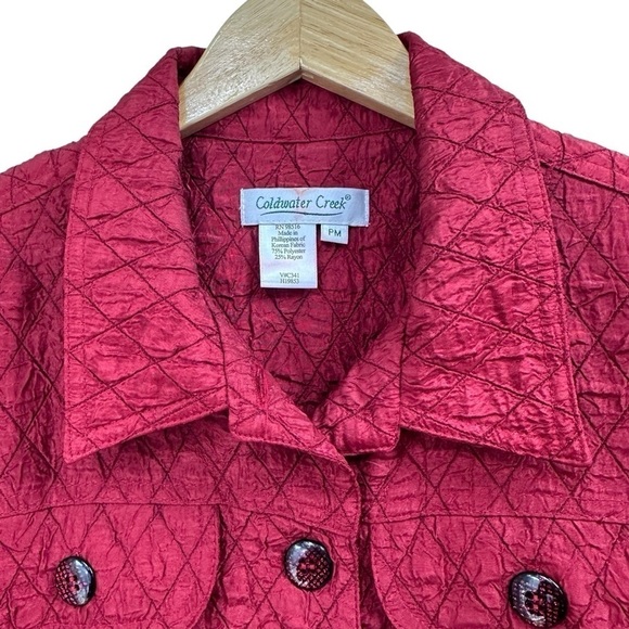 Coldwater Creek Merlot Deep Red Quilted Jacket, PM - Picture 3 of 6